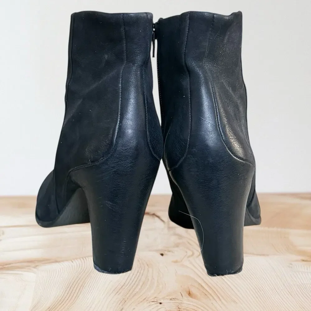Ecco Jaffna Women Sz EU 40 US 9 Shoes Black Leather Side‎ Zip Heeled Ankle Boots